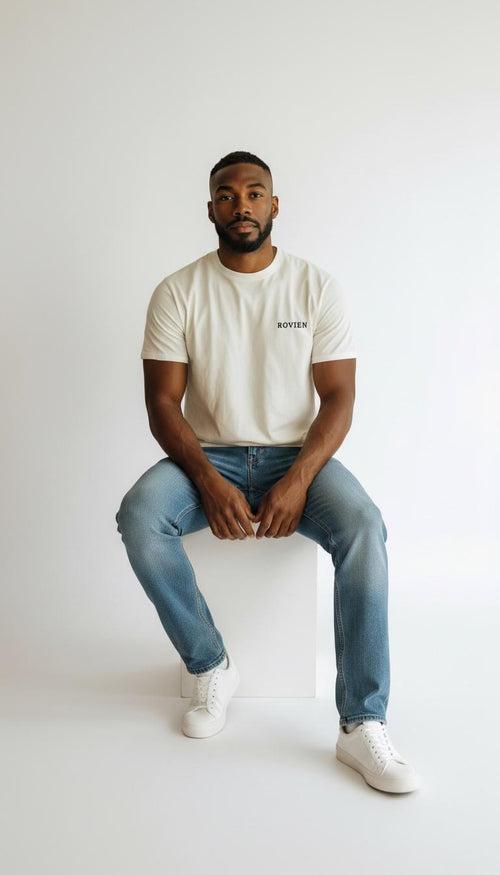 Rovien Ekru Nakış Detaylı Oversize T-Shirt